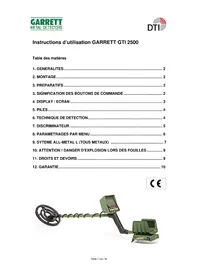 Notice GARRETT GTI 2500 Détecteur