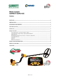 Notice GARRETT EURO ACE Détecteur