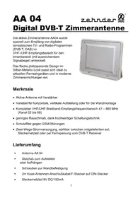 Notice ZEHNDER AA 04 TV-Antenne