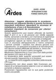 Notice ARDES AR6245S Elektromos sütő