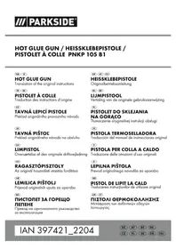 Notice PARKSIDE PNKP 105 B1 Pistolet à colle chaude