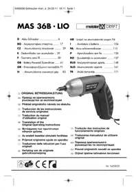 Notice Meister Craft MAS 36B LIO Visseuse