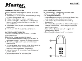 Notice Master Lock 651EURD Cadenas