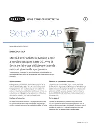 Notice Baratza SETTE 30 Moulin à café