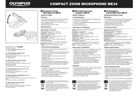 Notice OLYMPUS ME34 Microphone