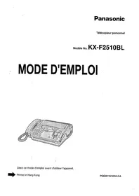 Notice PANASONIC KXF2510 Télécopieur