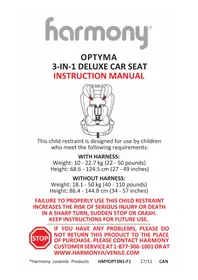 Notice Harmony OPTYMA 3IN1 DELUXE Siège de voiture