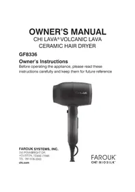 Notice CHI LAVA GF8336 Sèche cheveux