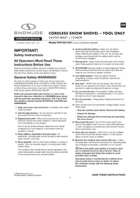 Notice Snow Joe 24VSS13CT Snow blower