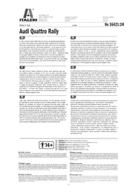 Notice Italeri AUDI QUATTRO RALLY Maquettisme