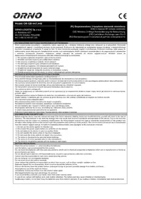 Notice ORNO ORGB448 Télécommande