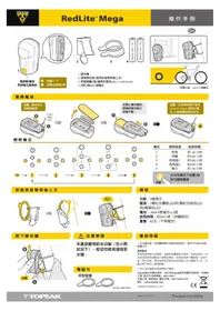 Notice Topeak REDLITE MEGA Lampe