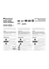 Notice PIONEER BDR209MBK Disque dur