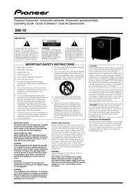 Notice PIONEER SW10 Subwoofer