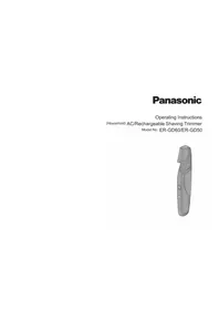 Notice PANASONIC ERGD50 Sakal düzeltici