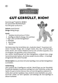 Notice RAVENSBURGER THE LION GUARD: GUT GEBRüLLT KION! Jeu de société