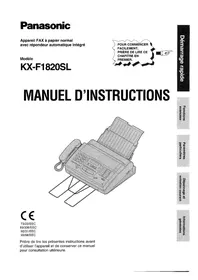 Notice PANASONIC KXF1820 Télécopieur