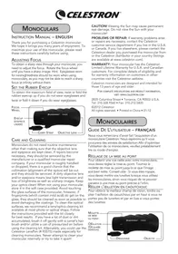 Notice CELESTRON OCEANA 8X42 Jumelles