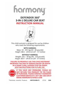 Notice Harmony DEFENDER 360 3IN1 DELUXE Siège de voiture