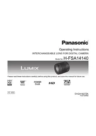Notice PANASONIC LUMIX HFSA14140E Kamera