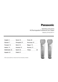 Notice PANASONIC ER1421 Sakal düzeltici