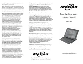 Notice Motion Computing MKB005 Tablette