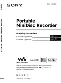 SONY MZ-N710 - MiniDisc Player