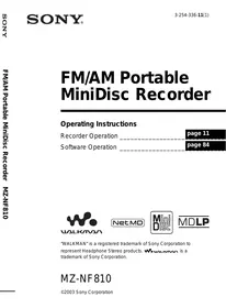 SONY MZ-NF810 - MiniDisc Player