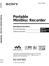 SONY MZ-NHF800 - MiniDisc Player