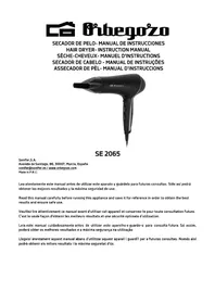 Notice Orbegozo SE 2065 Secador de pelo