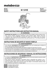 Notice METABO M12VE Milling machine