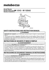 Notice METABO M 12V2 Milling machine