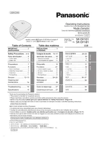 Notice PANASONIC SRDF101 밥솥