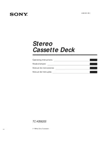 Notice SONY TCKB920S Fita cassete