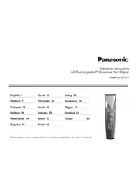 Notice PANASONIC ER1511 Elektryczna kosiarka