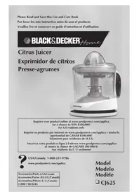 Notice BLACK & DECKER CJ625 Presse-agrumes