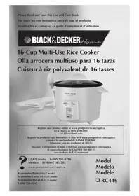 Notice BLACK & DECKER RC446 Cuiseur à riz