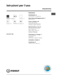 Notice INDESIT IN S 2311 EU Køleskab
