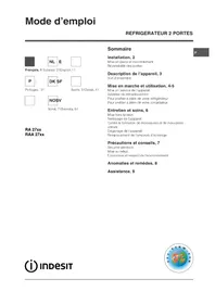 Notice INDESIT RAA 27 IX (0) Kylskåp