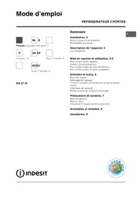 Notice INDESIT RA 27 IX (FR) Kylskåp
