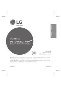 Notice LG TONE ACTIVE+ HBSA100 Casque sans fil