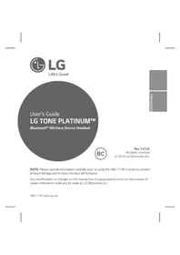 Notice LG TONE PLATINUM HBS1100 Casque sans fil