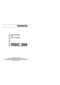 Notice ROSIERES RSIC 269 PN Geschirrspüler