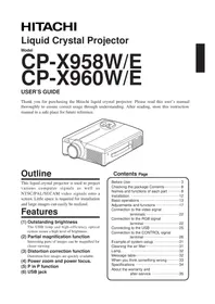 Notice HITACHI CPX958W Projecteur