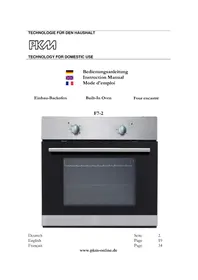 Notice PKM F72 Oven