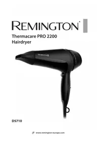 Notice REMINGTON THERMACARE PRO 2200 D5710 Saç kurutma makinesi