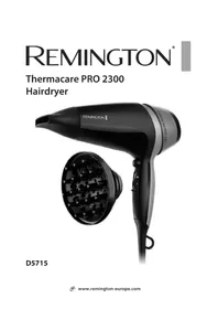 Notice REMINGTON THERMACARE PRO 2200 D5715 Saç kurutma makinesi