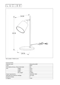 Notice Lucide PIPPA 775838130 Lampe de bureau