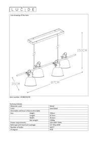 Notice Lucide PIA 453800430 Luminaire suspendu