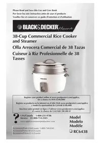 Notice BLACK & DECKER RC6438 Cuiseur à riz